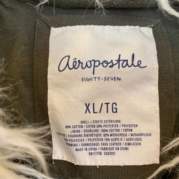 Aéropostale Women's Faux Fur Collar Full Zip Jacket XL Army Green Olive Green - Picture 3 of 11